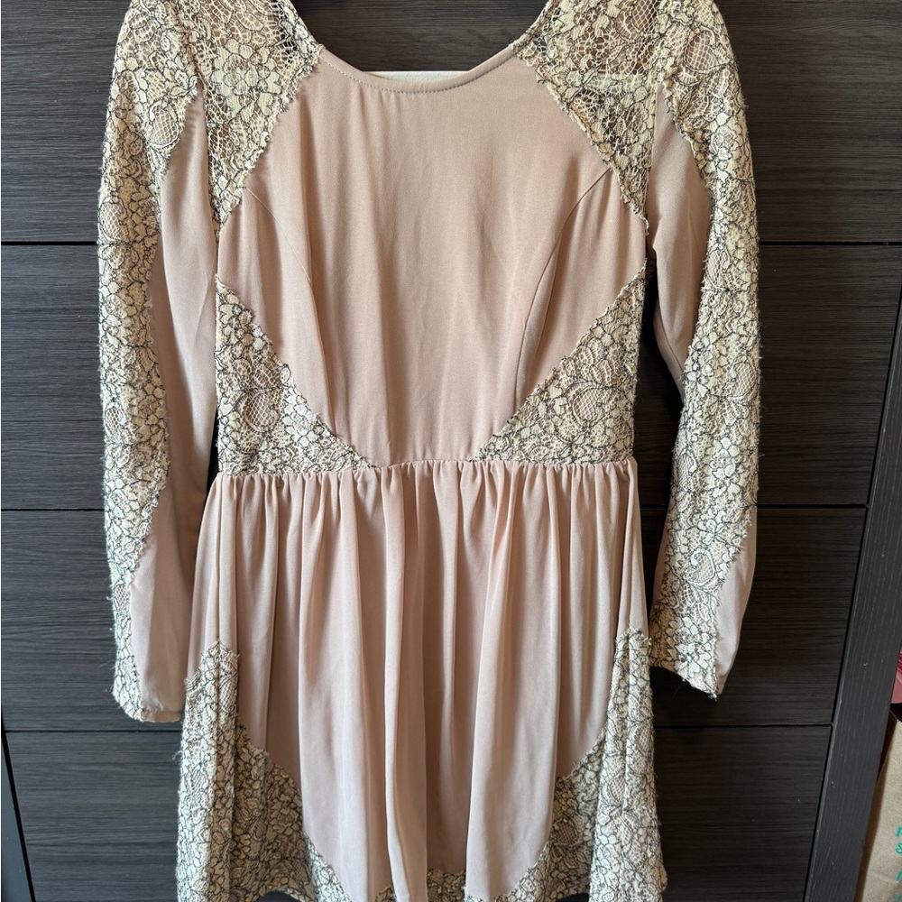Gianni Bini Blush Pink Dress with Cream Lace Insets